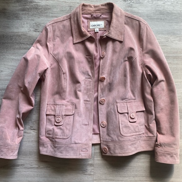 Vintage Light Pink 100% Genuine Leather Suede Jacket Festival Coachella Western - Picture 2 of 10